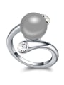 thumb Fashion Imitation Pearl White austrian Crystals Alloy Ring 2