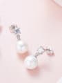 thumb Fashion White Artificial Pearl Cubic Zircon 925 Silver Stud Earrings 3