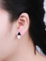 thumb Simple Little Black Triangle Shell Pearl 925 Silver Stud Earrings 1