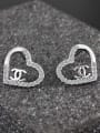 thumb Fashion Hollow Heart Tiny Cubic Zirconias 925 Silver Stud Earrings 3