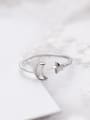 thumb Elegant Open Design Moon And Star Shaped S925 Silver Ring 0