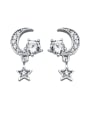 thumb 925 Sterling Silver With Cubic Zirconia Trendy Moon Star Drop Earrings 0