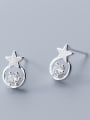 thumb 925 Sterling Silver With Silver Plated Simplistic Star Stud Earrings 0