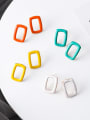 thumb Alloy With Platinum Plated Simplistic  Pinkycolor Square Stud Earrings 2