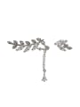 thumb Fashion Asymmetrical Leaves Marquise Zircon Silver Stud Earrings 0