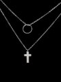 thumb Double Layer Cross Shaped Titanium Necklace 1
