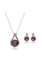 thumb Alloy Rose Gold Plated Fashion Purple Stone Two Pieces Jewelry Set 0