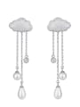 thumb Long clouds water-drops fringed micro-inlay AAA zircon pearls earrings 0