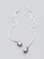 thumb Elegant Square Shining Zircon S925 Silver Line Earrings 0