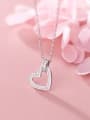 thumb 925 Sterling Silver With Platinum Plated Simplistic Hollow Heart Necklaces 2