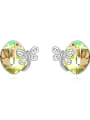 thumb Simple Oval austrian Crystal Little Butterfly Alloy Stud Earrings 1