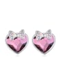 thumb Fashion Heart austrian Crystal Little Shiny Bowknot Stud Earrings 3