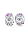 thumb Oval Shaped Micro Pave Stud Earrings 0