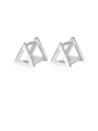 thumb 925 Sterling Silver With Platinum Plated Simplistic Triangle Clip On Earrings 0