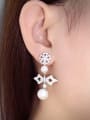 thumb Freshwater Pearl Zircon Geometrical Chandelier earring 1