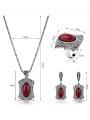 thumb Alloy Antique Silver Plated Vintage style Artificial Stones Three Pieces Jewelry Set 3