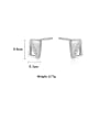 thumb 925 Sterling Silver With Rhinestone  Simplistic Square Stud Earrings 4
