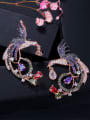 thumb Copper WithCubic Zirconia Exaggerated Colored phoenix  Cluster Earrings 0