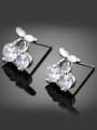 thumb Fashion Little Cherry Cubic Zirconias Copper Stud Earrings 0