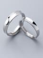 thumb 925 Sterling Silver With Platinum Plated Simplistic Round Engagement Free Size Rings 1
