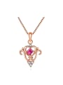 thumb Luxury Rose Flower Shaped Ruby Silver Pendant 0