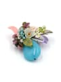 thumb Fashion Flowery Gemstones Silver Plated Brooch 1