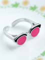 thumb Personality Pink Glue Glass Shaped Opening Ring 1