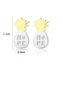 thumb 925 Sterling Silver With Glossy  Simplistic Friut Pineapple Stud Earrings 4