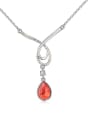 thumb Simple Water Drop austrian Crystal Pendant Alloy Necklace 4