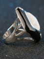 thumb Personalized White Opal stone Black Enamel Alloy Ring 2