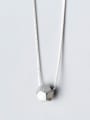 thumb S925 Silver Necklace Pendant simple geometric polygon wire drawing Necklace Chain D4290 2