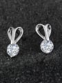 thumb Simple Little Heart Cubic Zircon 925 Sterling Silver Stud Earrings 0