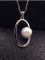 thumb Simple Freshwater Pearl Hollow Oval Necklace 0