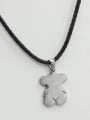 thumb Classical Bear Pendant Leather Necklace 2