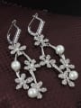 thumb Exquisite Flower Shaped Artificial Pearl Drop Earrings 1