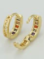 thumb Copper Alloy 14K Gold Plated Hollow Multi-color Zircon Clip clip on earring 1