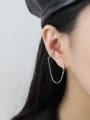 thumb 925 Sterling Silver With Glossy Personality Geometric Chain tassel  Ear Clip  Single 2