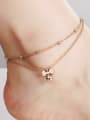 thumb Simple Little Bowknot Beads Rose Gold Plated Titanium Anklet 1