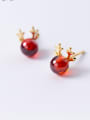 thumb 925 Sterling Silver With 18k Gold Plated Cute Antlers Stud Earrings 0