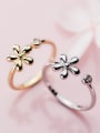 thumb 925 Sterling Silver With Silver Plated Simplistic Flower Free Size Rings 0
