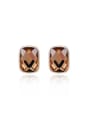 thumb Orange Square Shaped AAA Zircon Stud Earrings 0