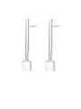 thumb 925 Sterling Silver With Platinum Plated Simplistic Geometric Stud Earrings 0