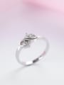 thumb Flower Zircons Elegant Wedding Silver Ring 2