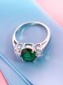 thumb Fashion Green Round Shaped White Gold Plated Zircon Ring 1