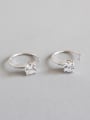 thumb 925 Sterling Silver With Platinum Plated Classic  Cubic Zirconia Hoop Earrings 0