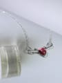 thumb Exquisite Water Drop Red Stone Deer Antlers 925 Silver Necklace 2