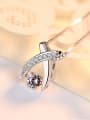 thumb Fashion X shaped Rotatable Zircon 925 Silver Single Pendant 2