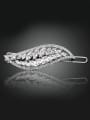 thumb Fashion White Zircon-covered Leaf Platinum Plated Copper Hairpin 0