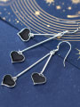 thumb 925 Sterling Silver With Silver Plated Simplistic Black Heart Hook Earrings 1