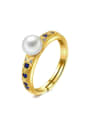 thumb Natural Freshwater Pearl Spine Micro Pave Silver Ring 0